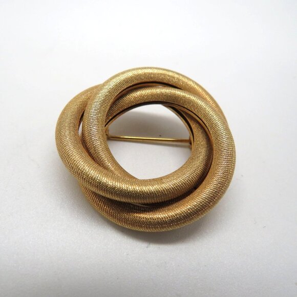 Vintage Sarah Coventry Brooch Twisted Circle Gold Tone Swirl Coiled Pin - Picture 3 of 11